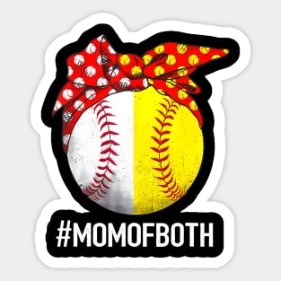 Mom Of Both Softball  Baseball Headband Mothers Day Mama Sticker